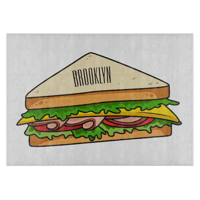 Sandwich Cartoon Illustration Schneidebrett (Vorderseite)