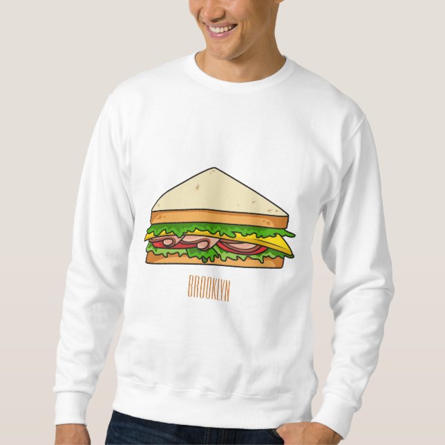 Sandwich Cartoon Illustration Sweatshirt (Vorderseite)
