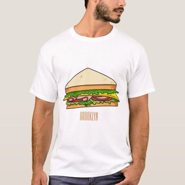 Sandwich Cartoon Illustration T-Shirt (Vorderseite)