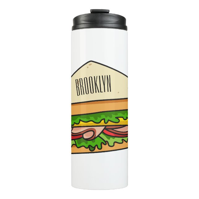Sandwich Cartoon Illustration Thermosbecher (Vorderseite)