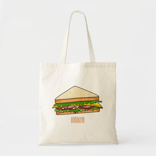 Sandwich Cartoon Illustration Tragetasche (Vorne)