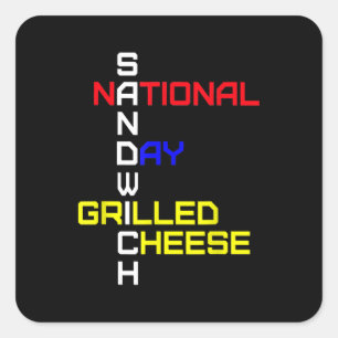 Sandwich Day Grillkäse Quadratischer Aufkleber