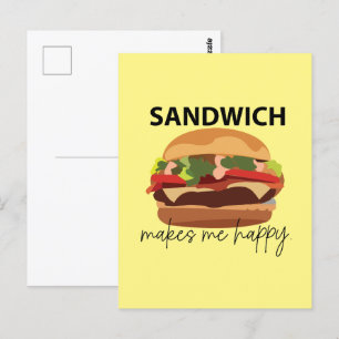 Sandwich macht mich glücklich postkarte