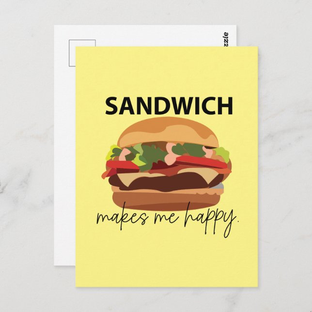 Sandwich macht mich glücklich postkarte (Vorne/Hinten)