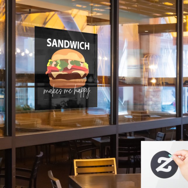 Sandwich macht mich glücklich Restaurant Café Fensteraufkleber (Restaurantfenster)