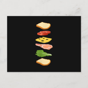 Sandwich mit Brötchenkäse und Feinschmecker aus Sc Einladungspostkarte