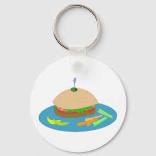 Sandwich mit Veggie Sides Fun Food Schlüsselanhänger
