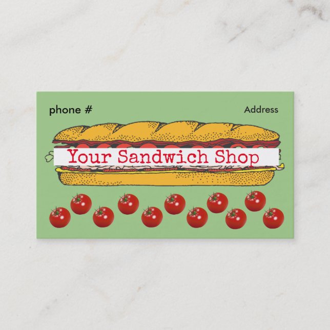 Sandwich Sub Shop Loyalty Punch Business Cards Treuekarte (Vorderseite)