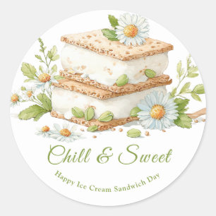 Sandwich-Tag Wasserfarbe Eiscreme Runder Aufkleber