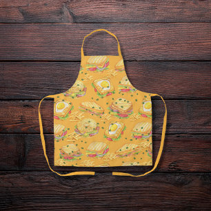 Sandwiches und Pommes frites, lecker, orange Schürze