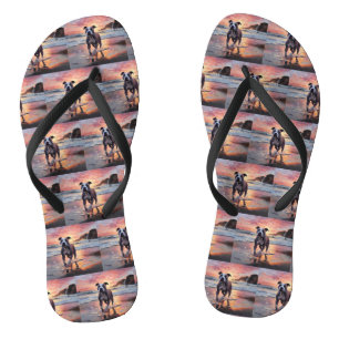Sandy Amerikanischer Staffordshire Terrier am Stra Flip Flops