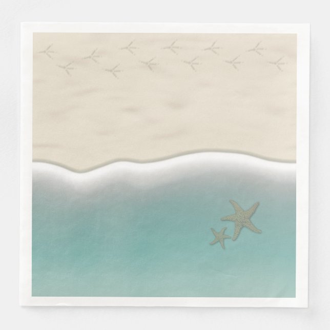 Sandy Beach Bird Footprints Paper Dinner Napkins Serviette (Vorderseite)