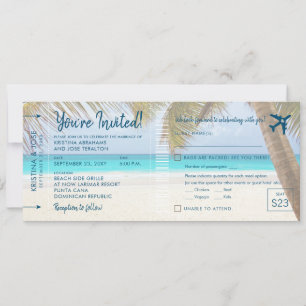 Sandy Beach Boarding Pass Hochzeits-Einladung mit 