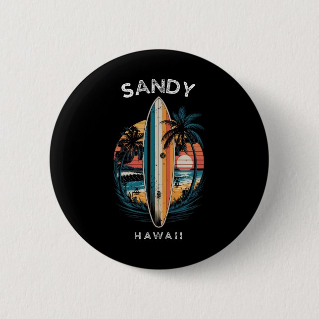 Sandy Beach Hawaii Männer Frauen Surfen _1  Button (Vorderseite)