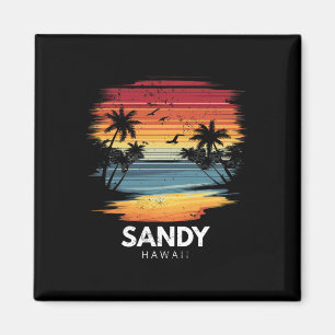 Sandy Beach Hawaii Surfbrett Surfen Vintage  Magnet