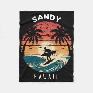 Sandy Beach Hawaii Surfbrett Wellen Strand  Fleecedecke