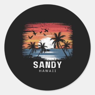 Sandy Beach Hawaii Surfen Surfer _1 Runder Aufkleber