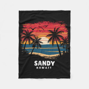 Sandy Beach Hawaii Surfer Palmbaum Souvenir Fleecedecke