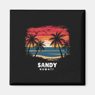 Sandy Beach Hawaii Surfer Palmbaum Souvenir Magnet