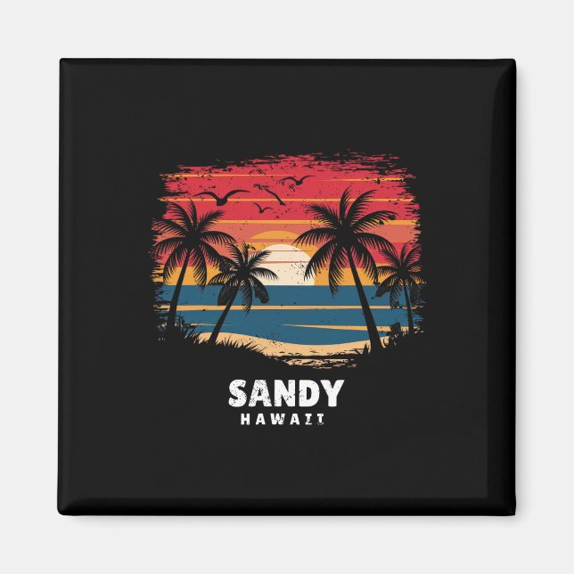 Sandy Beach Hawaii Surfer Palmbaum Souvenir  Magnet (Vorne)