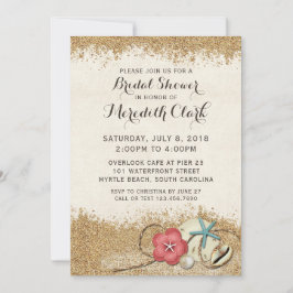 Sandy Beach Hibiskus & Muscheln Brautparty Einladu Einladung