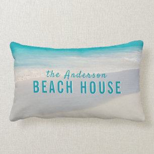 Sandy Beach Individuelle Name "Beach House" Text Lendenkissen