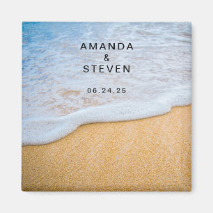 Sandy Beach mit Foamy Surf Wedding Save the Date Magnet