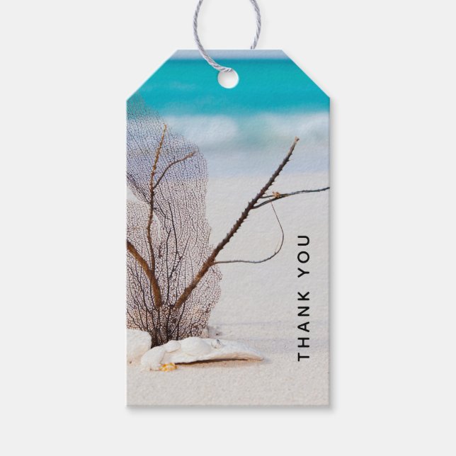 Sandy Beach mit White Seashells Vielen Dank Geschenkanhänger (Vorderseite)