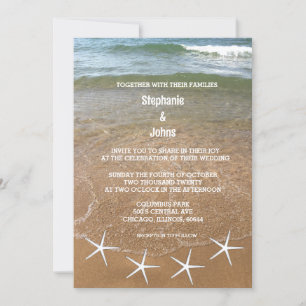 Sandy Beach Ocean Starfish Zielhochzeit Einladung
