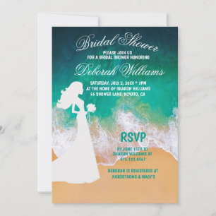 Sandy Beach Ocean Waves Bridal Dusche Einladung