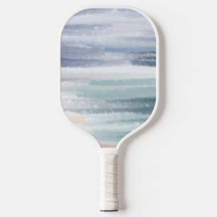 Sandy Beach Ocean Waves Cloudy Sky Abstrakt Pickleball Schläger