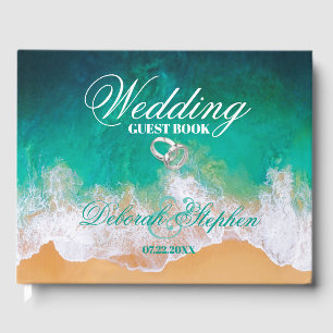 Sandy Beach Ocean Waves Wedding Gästebuch