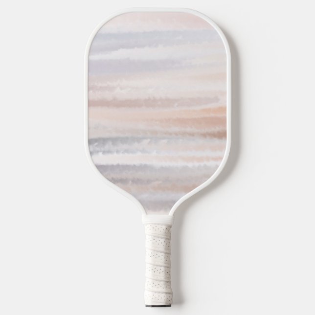 Sandy Beach Summer Tan Abstrakte Wasserfarbe Pickleball Schläger (Vorderseite)