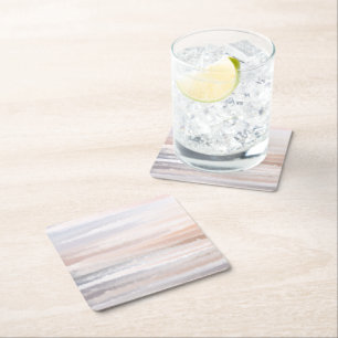 Sandy Beach Summer Tan Abstrakte Wasserfarbe Rechteckiger Pappuntersetzer