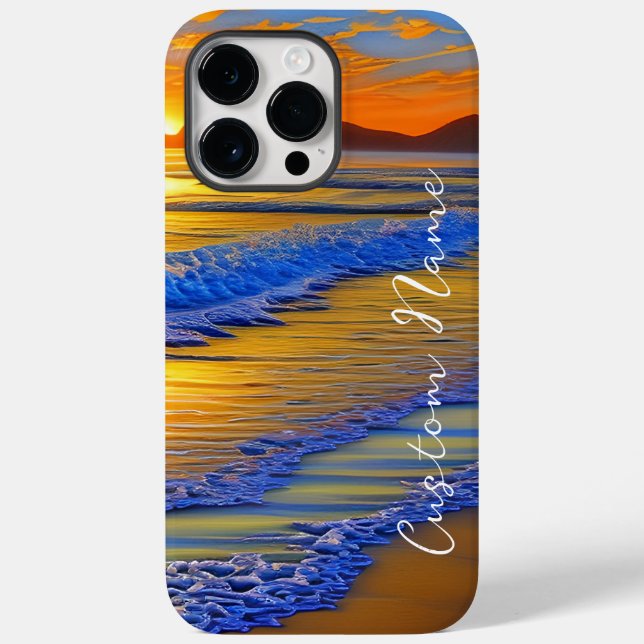 Sandy Beach Sunset mit personalisiertem Namen Case-Mate iPhone Hülle (Rückseite)