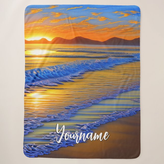 Sandy Beach Sunset Sherpadecke (Vorderseite)