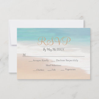 Sandy Beach Themed Seaside RSVP Card Karte