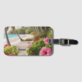 Sandy Beach Tropical Hawaii Hibiskus Blume Gepäckanhänger