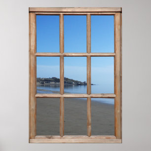 Sandy Beach View von einem Fenster aus Poster
