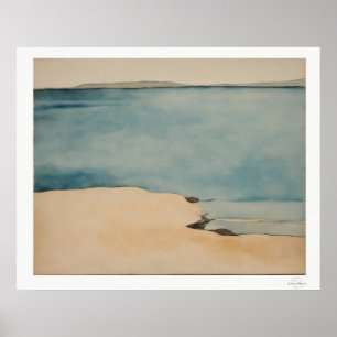 Sandy Beach Wasserfarben Leinwand, Ruhige Küstenli Poster