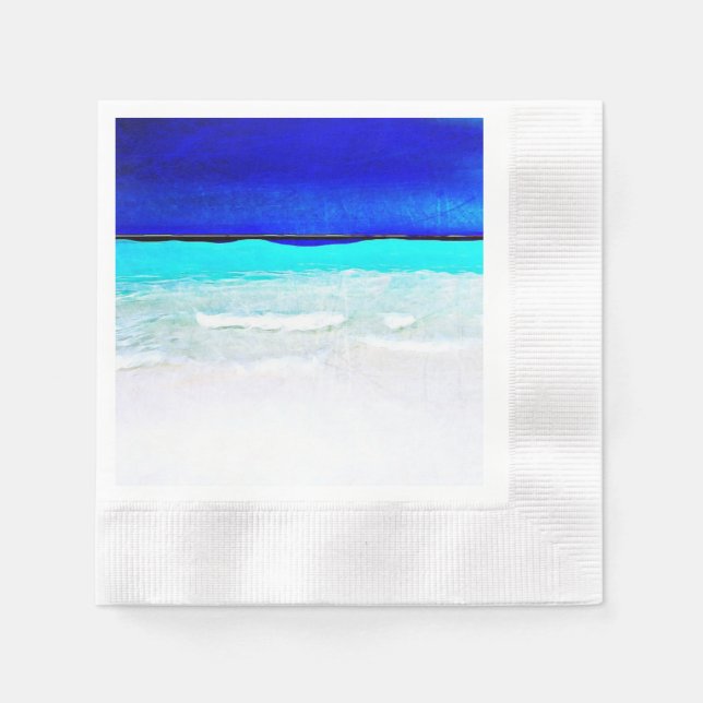 Sandy Beach Watercolor Wedding Napkins Serviette (Vorderseite)