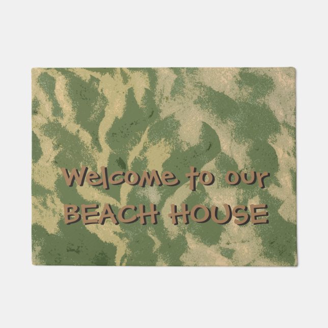 Sandy Beach Willkommen im Beach House oder einem T Fußmatte (Vorderseite)
