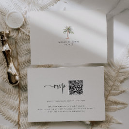 Sandy Beige Beach Wedding QR Code RSVP Karte