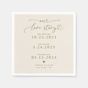 Sandy Beige Unsere Liebe Story Elegante Script Wed Serviette