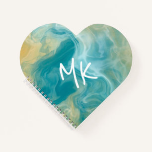 Sandy Brown Ocean Blue Fluid Art Notizbuch