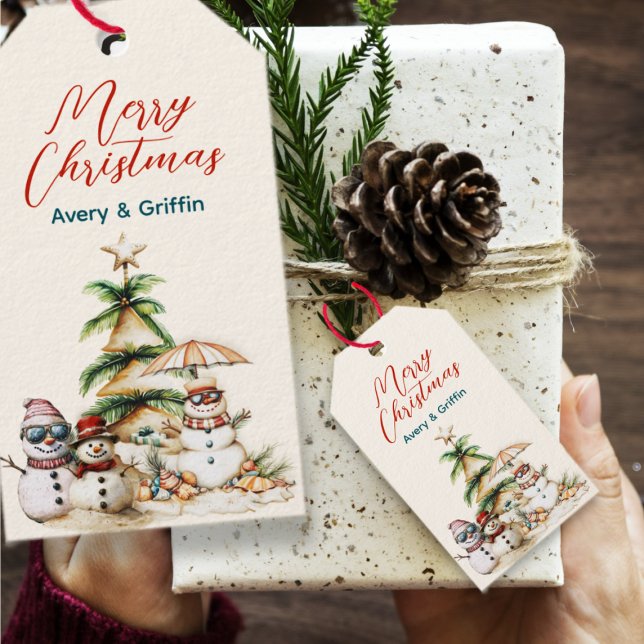 Sandy Christmas Tree Snowman Ansammlung Geschenkanhänger (Von Creator hochgeladen)