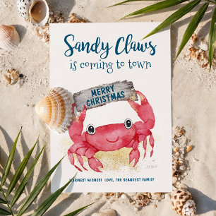 Sandy Claws Crab Warme Weihnachtswünsche Strand Feiertagskarte