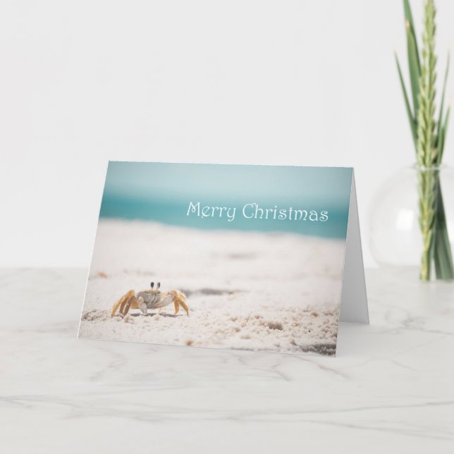 Sandy Crab Christmas Feiertagskarte (Vorderseite)