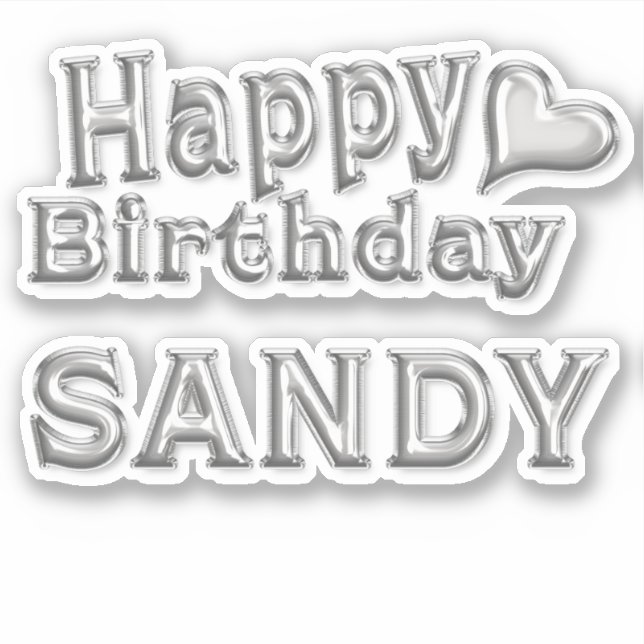 Sandy Happy Birthday silver Aufkleber Sticker (Vorderseite)