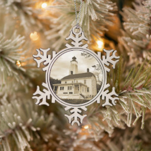 Sandy Hook Leuchtturm Schneeflocken Zinn-Ornament
